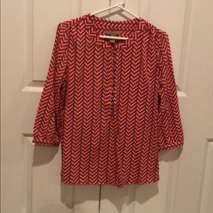 Red chevron patterned BR blouse in size S